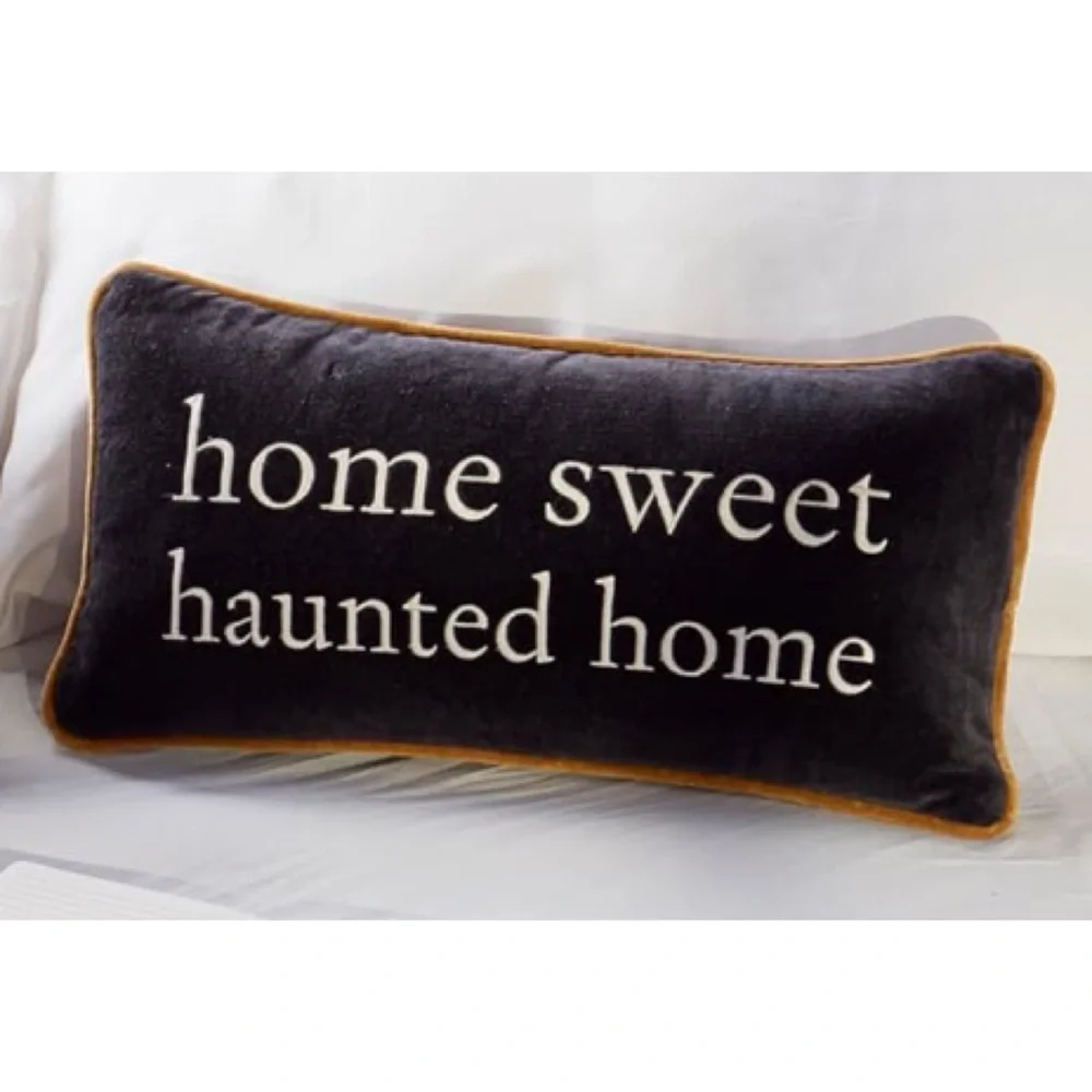 🎃NWT PRIMITIVES BY KATHY “Home Sweet Haunted Home” Throw Pillow Velvet Cotton